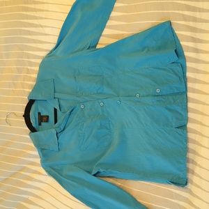 Vintage Turquoise Silk Button-Down Shirt